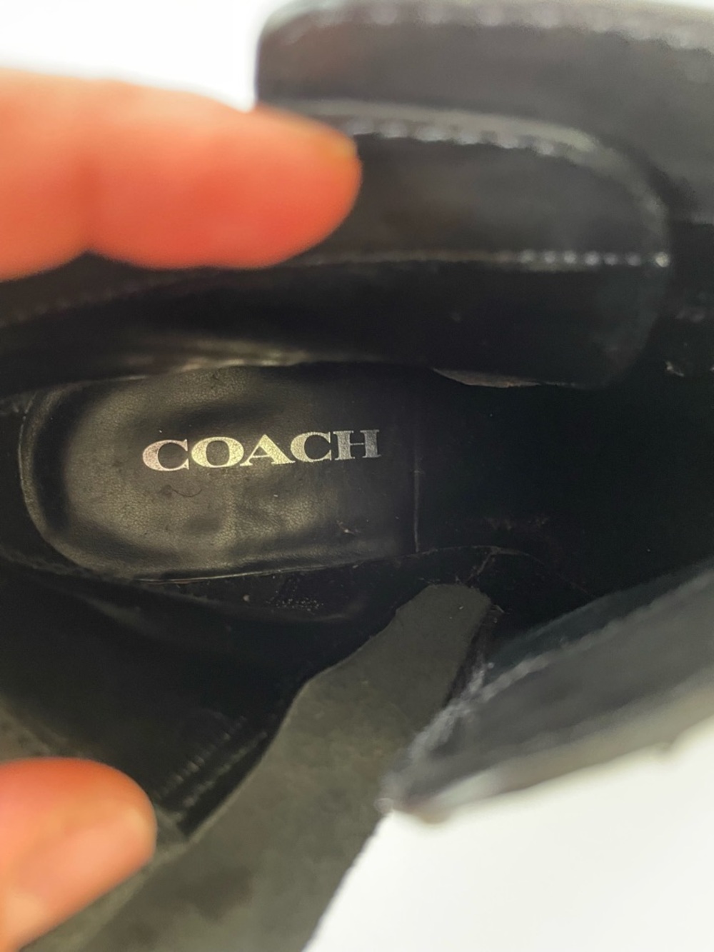 COACH Black Leather Ankle Boots Bootie Chunky Heel Size 9 B Side Zip - Picture 6 of 7
